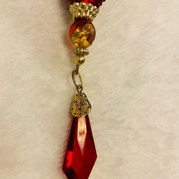 Christmas Ornaments Set of 6 Red Gold Glass Dangling Ornament EUC 🔥🔥 3 for $20 - Picture 6 of 6